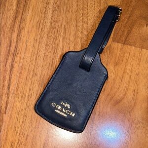 Authentic Coach Midnight Blue Leather Luggage Tag